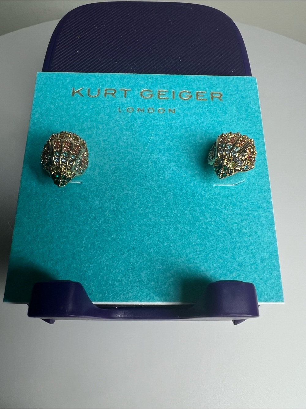 Kurt Geiger Gold Crystal Stud Earrings - Multicolor NWT